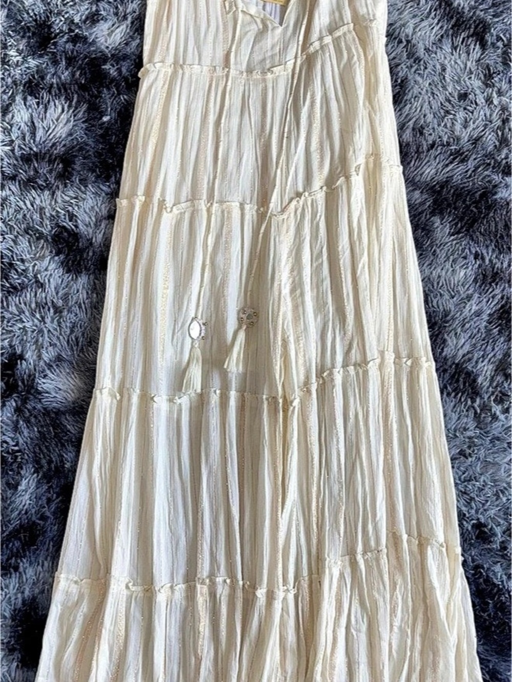 Raga Tiered Jumpsuit Ivory And Gold Size Medium NWT